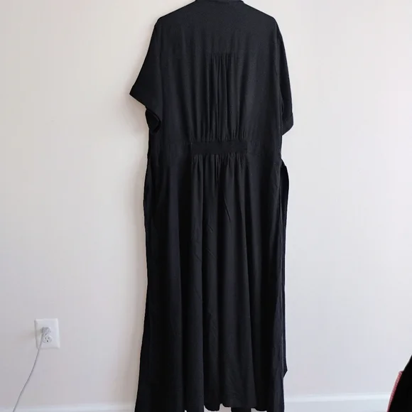 Anthropologie Black Janae Maxi Dress Lined Linen Blend Pockets Brunch Tea 3X - Picture 15 of 16